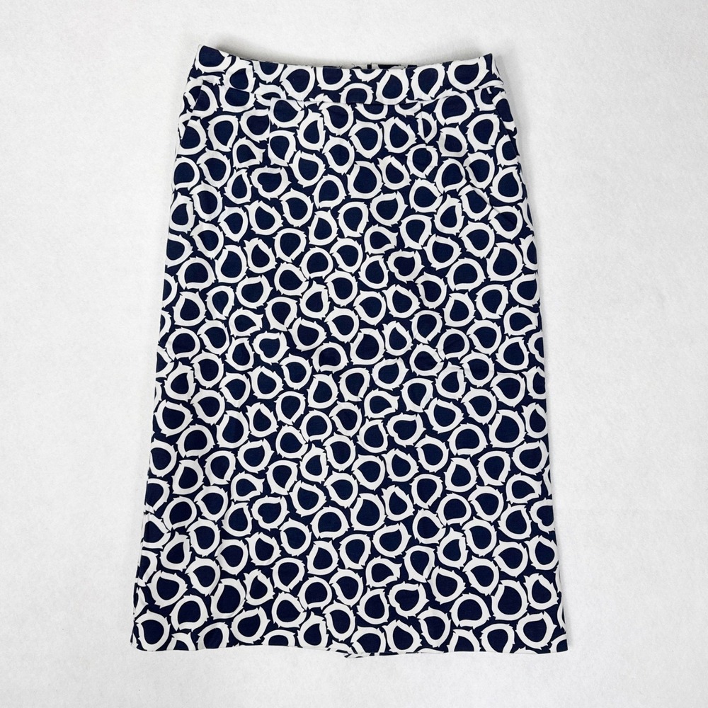 Boden Printed Pencil Skirt Womens 6 Navy White Geometric Midi